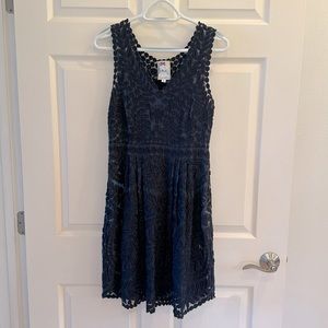 Yoana Baraschi Navy Blue Lace Dress